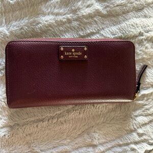 Kate Spade Burgundy Wallet with Gold Accents